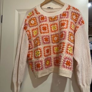 Zara Crochet Cropped Sweater